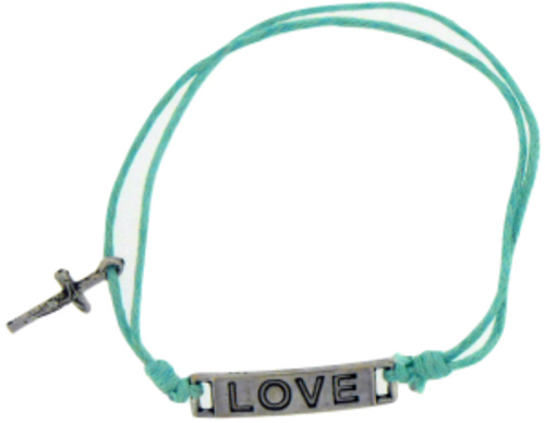 Solid Rock Jewelry 144628 Light Blue Cotton Adjustable Friendship with