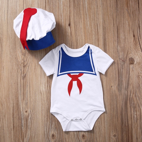 Newborn Baby Boys Girls Cotton Bodysuit Round Neck