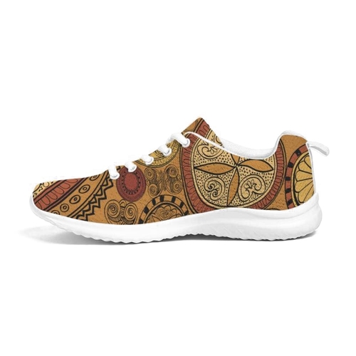 Womens Sneakers - Brown Paisley Style Canvas Sports Shoes / Running