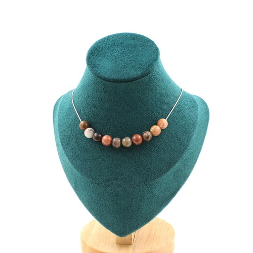 Petrified wood 10 beads 8 mm necklace