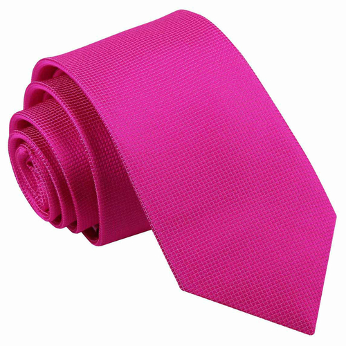 Solid Check Slim Tie - Fuchsia Pink