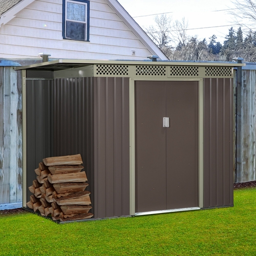 Outsunny Steel Backyard Garden Utility Storage Tool Shed Double