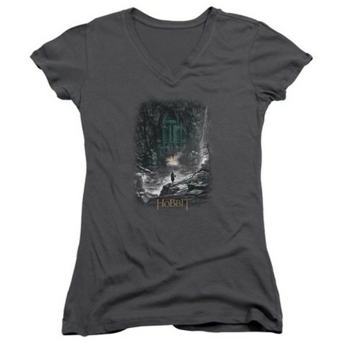 Trevco Hobbit-Second Thoughts Junior V-Neck Tee- Charcoal - Medium