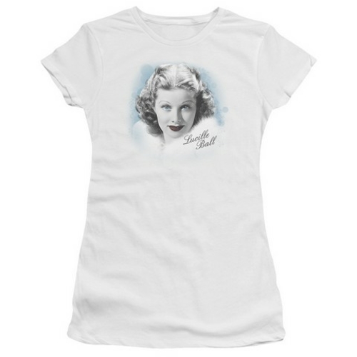 Lucille Ball-In Blue Short Sleeve Junior Sheer Tee, White - XL