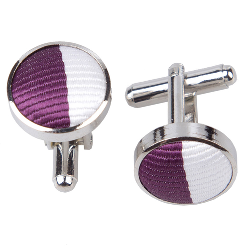 Striped Cufflinks - Purple & White