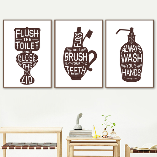 Toilet Toothbrush Wash Hand Soap Wall Art