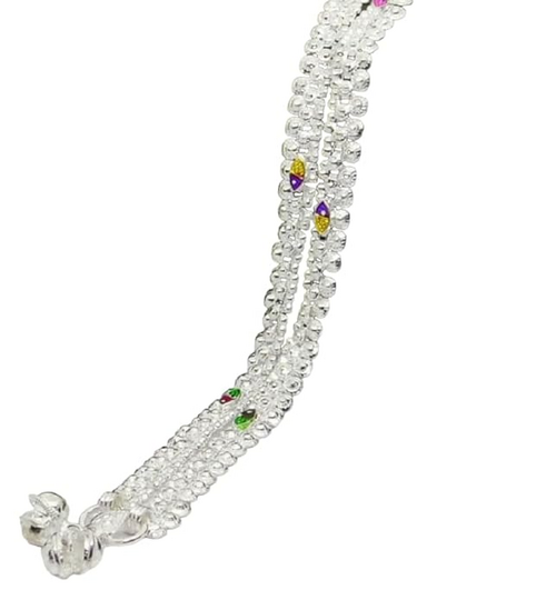 Handcrafted Silver Plated Anklet Pair for Wedding Cultural Events