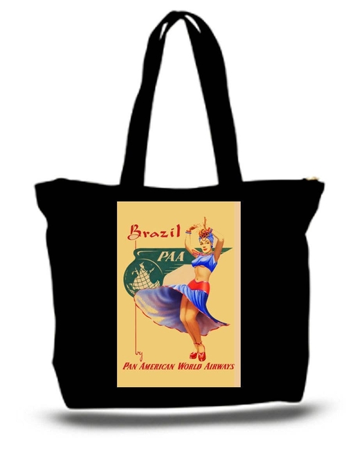 Brazil art Travel Poster tote Bag