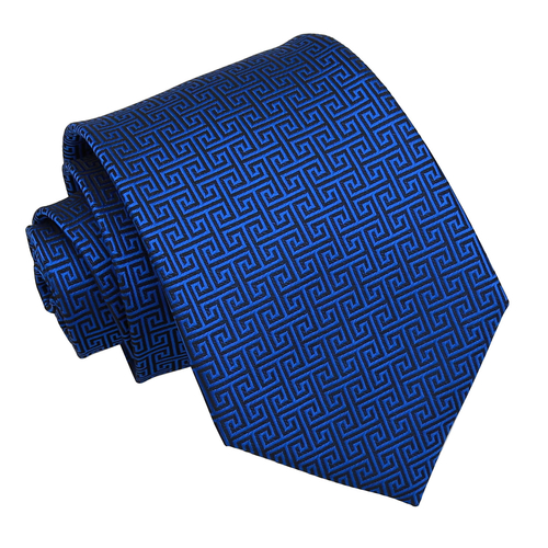 Greek Key Classic Tie - Royal Blue