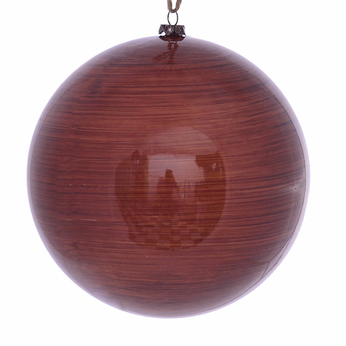 Vickerman MC197288 6 in. Copper Wood Grain Ball Ornament - 3 per Bag