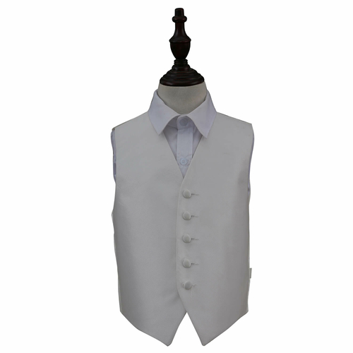 Solid Check Waistcoat - Boys - Ivory, 34'