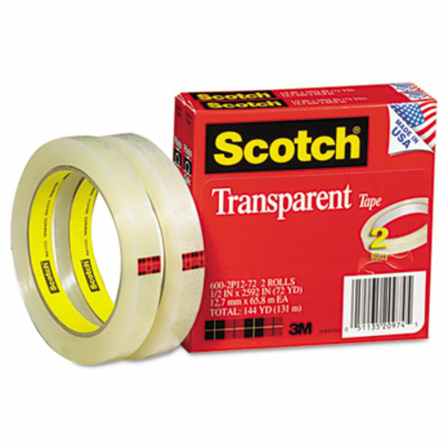 3M 6002P1272 Transparent Tape 600-2P12-72  .5 X 2592  3   core  transp