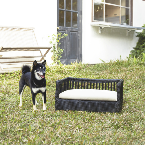 Teamson Pets Rattan Woven Dog or Cat Bed & Cushion