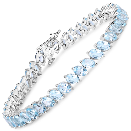 21.42 Carat Genuine Blue Topaz .925 Sterling Silver Bracelet