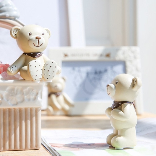 Home 2 Pieces Bear Cute Figures Resin Doll 1