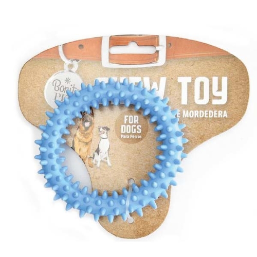 Spiky Ring Chew Toys - Blue, 3.34"