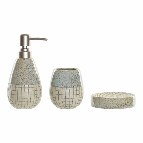Bath Set DKD Home Decor Grey Cream ABS Stoneware (3 pcs) (8 x 8 x 17.5