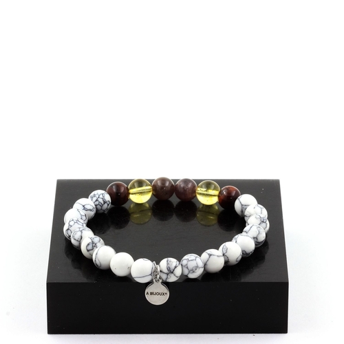 Ruby, Burma + Citrine + Red Tiger's Eye + Howlite Bracelet 