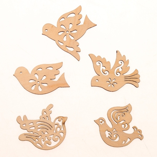 10PCS/Pack Handmade Mixed Bird Shape Wooden