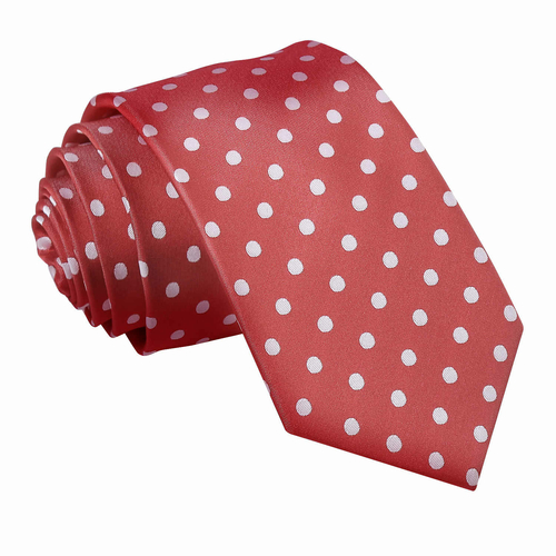 Polka Dot Slim Tie - Dark Red