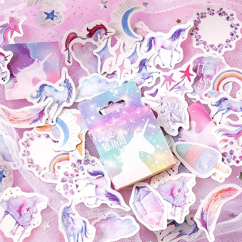 46PCS/PACK Cute Unicorn Sticker Marker Book