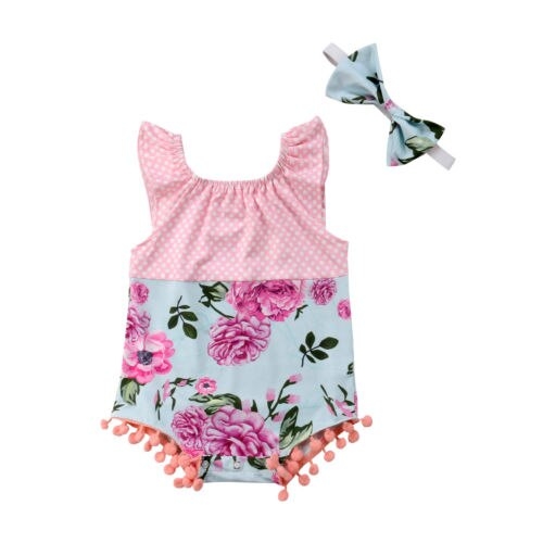 Newborn Baby Girl Flower Romper Jumpsuit