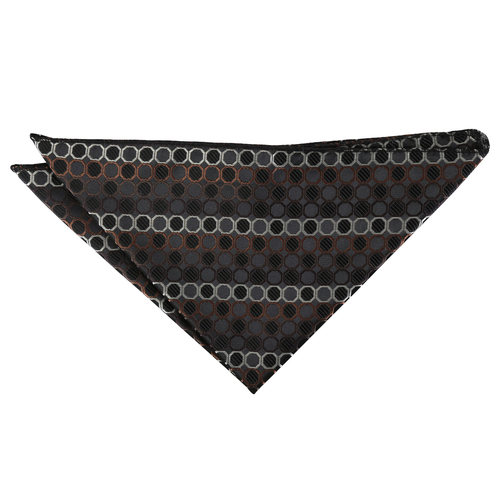 Honeycomb Polka Dot Handkerchief - Black, Brown & Silver