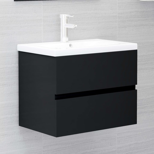 Sink Cabinet Black 23.6"x15.2"x18.1" Chipboard