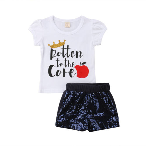 Newborn Baby Girl T-Shirt+Sequins Shorts