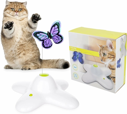 PUREVACY Self Rotating Electric Cat Toy with Butterfly 9.84" x 9.84" x