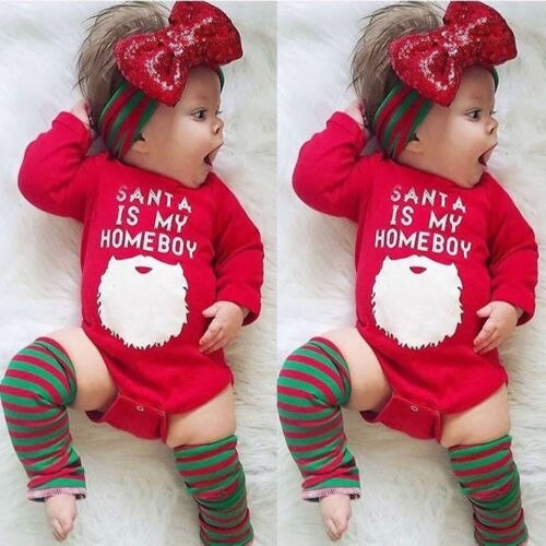 4PCS Infant Baby Girl Christmas Clothes Set Full