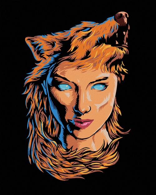 Paint by Numbers - A WOMAN AND A WOLF HEADDRESS