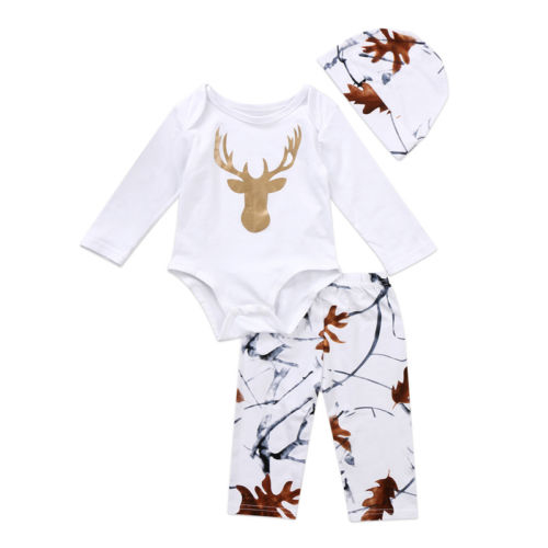 3PCS Newborn Kid Baby Boy Girl Outfits Clothes Set