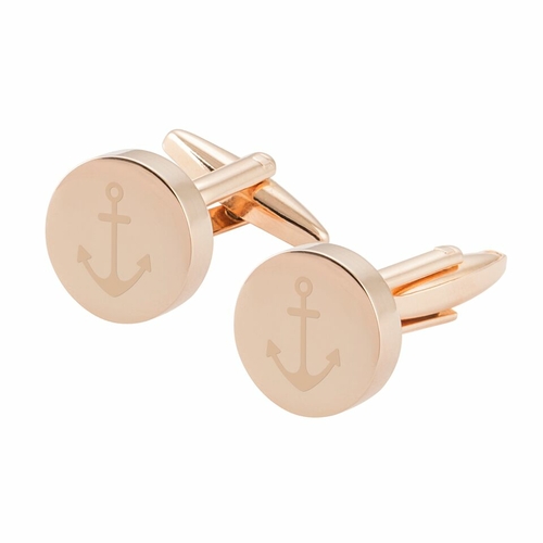 Cathys Concepts ACH-1091RG Anchor Round Cufflinks, Rose Gold