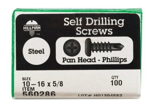 Hillman 560286 10-16 x 5 by 8 in. Phillips Pan Head Drill Screw