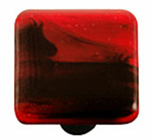 Hot Knobs HK2053-KA Black Swirl Brick Red Square Glass Cabinet Knob - 