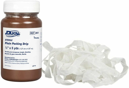 Dukal Plain Wound Packing Strip 1/2" x 5 Yards. Woven Gauze Fabric