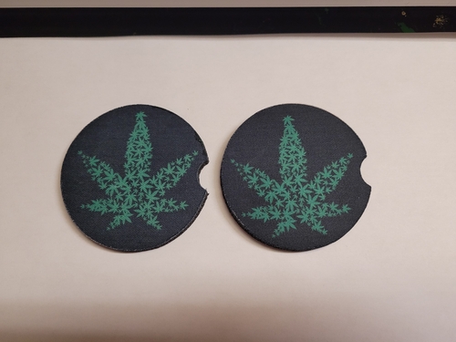 Set of 2 Cannabis Car Coasters