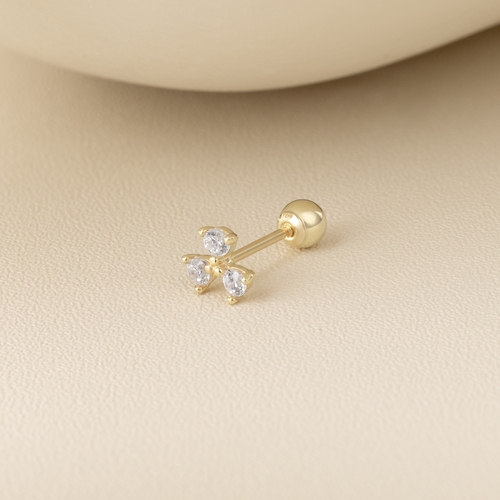 14K (58.5%) SOLID GOLD CLOVER PIERCING