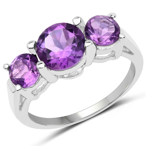 2.05 Carat Genuine Amethyst .925 Sterling Silver Ring