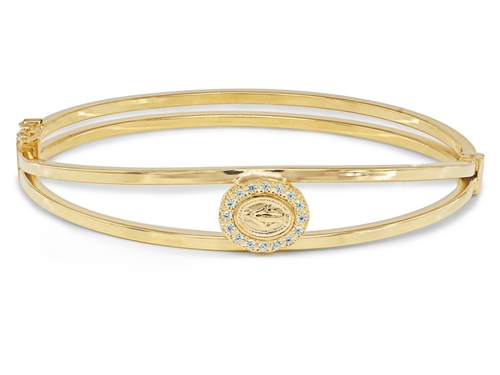 Fronay 366117G Gold Plated Sterling Silver Virgin Milagrosa Bangle