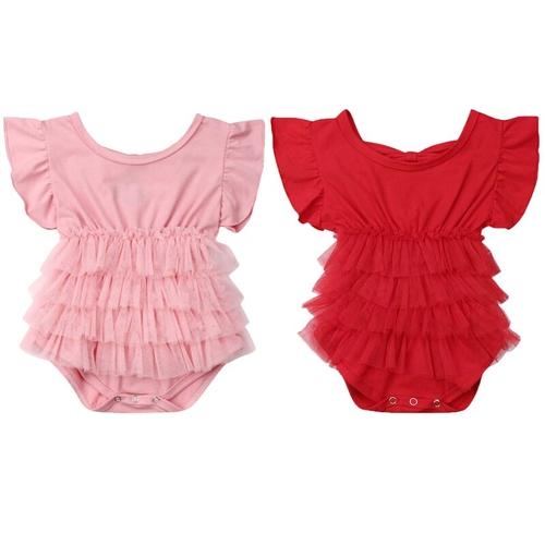 Cute 0 24M Infant Baby Girls Boys Lace Bodysuit