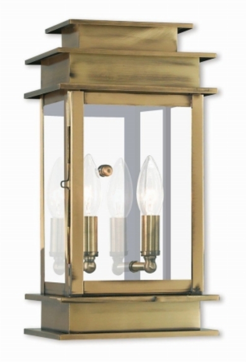 Princeton 2014-01 Antique Brass Wall Lantern, 14 x 7.5 in.