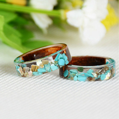 Wooden Blue Resin Ring