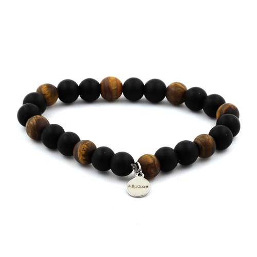 Matte Tiger's Eye + Matte Black Onyx Bracelet 8 mm Beads.