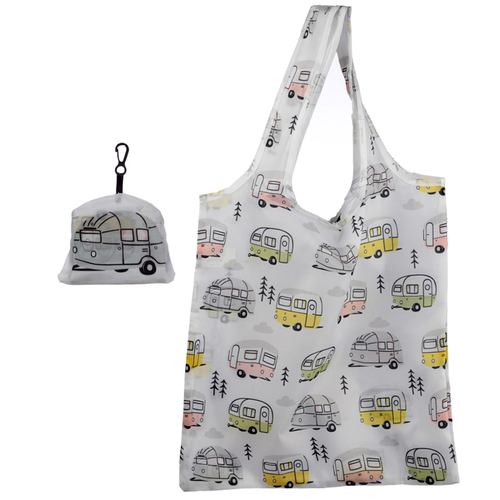 Handy Fold Up Wildwood Caravan Shopping Bag with Holder