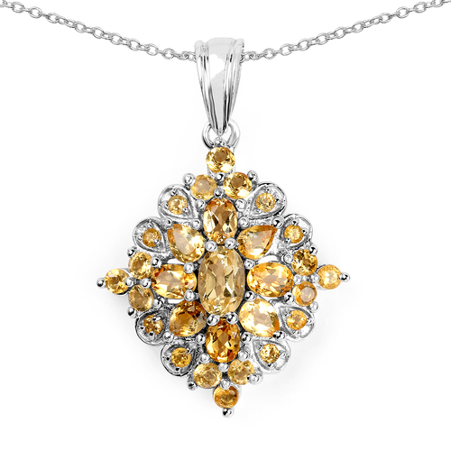 2.63 Carat Genuine Citrine .925 Sterling Silver Pendant