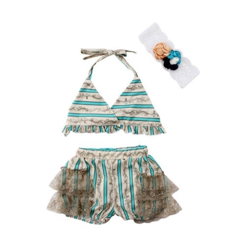 Toddler Kids Baby Girl Lace 3Pcs Bikini Set
