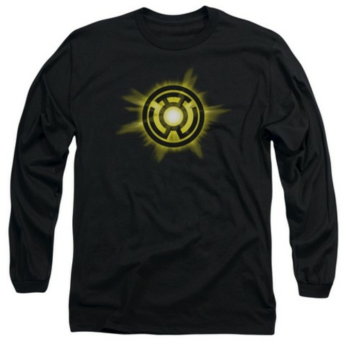 Green Lantern-Yellow Glow Long Sleeve Adult 18-1 Tee, Black - Smal