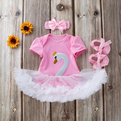 Cute Pink 3PCS Toddler children Baby Girls Dresses